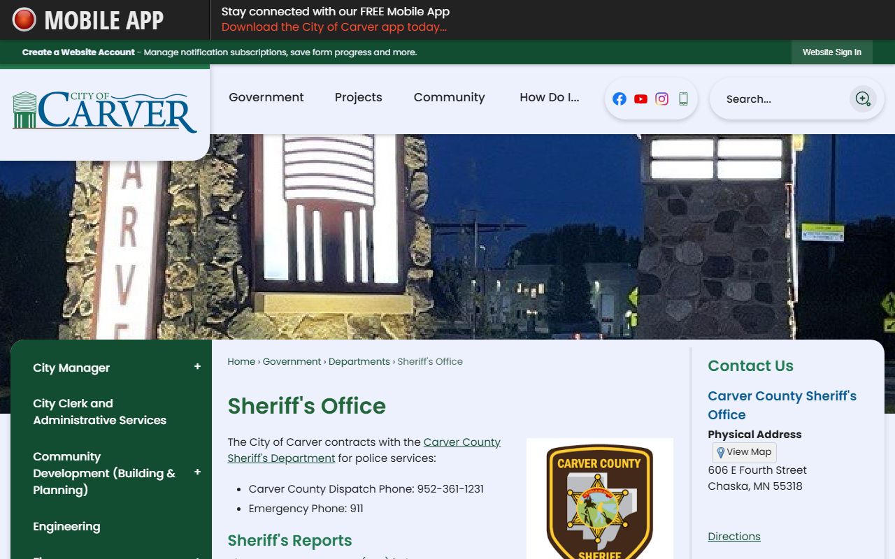 Carver County arrest records and court charges sheriff services
