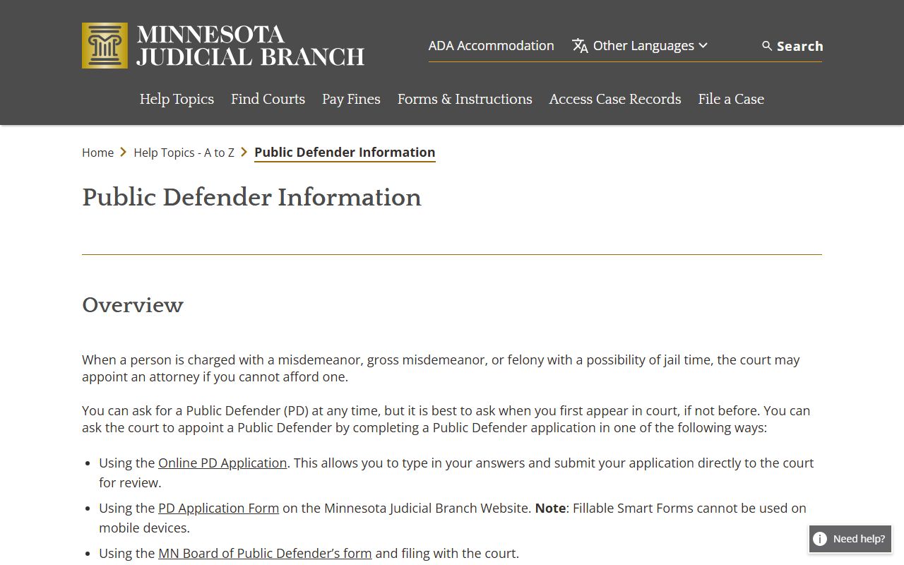Carver County arrest records and court charges public defender help