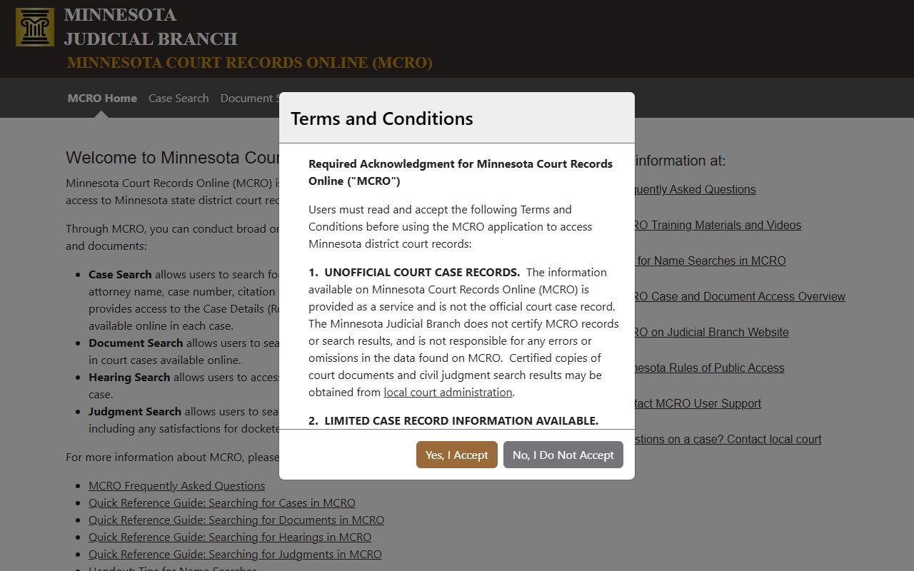 Carver County court records search through Minnesota Court Records Online