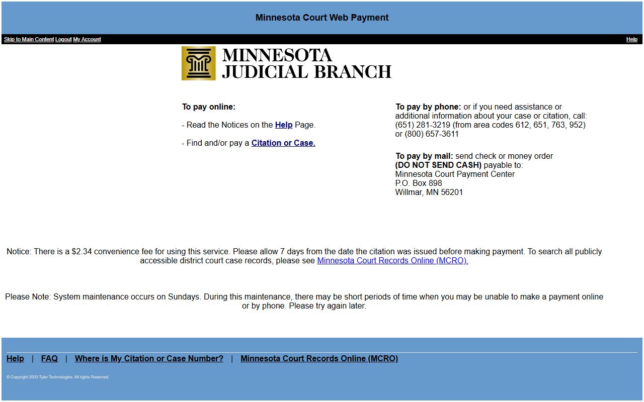 Carver County traffic court records Minnesota Court Web Payment